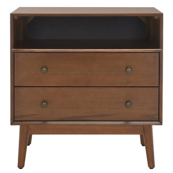 Safavieh Scully 2 Drawer 1 Shelf Chest; Medium Oak & Antique Gold CHS6416C - main